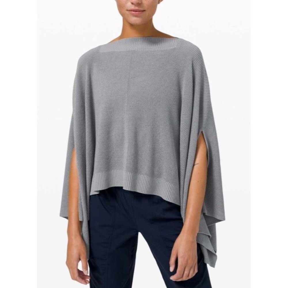 Lululemon Forward Flow Poncho Womens Gray Sweater Wrap Pullover Shawl Cashmere